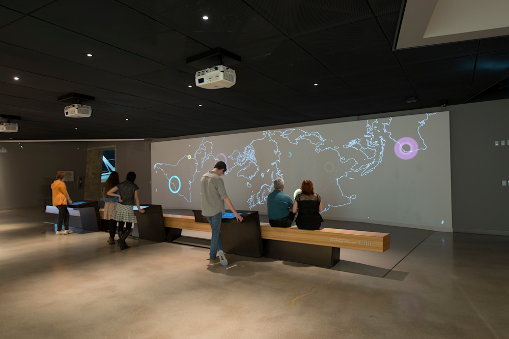 Projection showing geospatial visualizations.