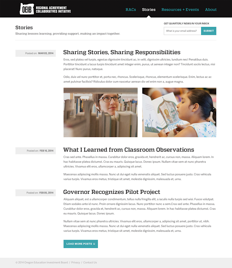 The site includes stories that promote relevant news, ideas, and lessons-learned.