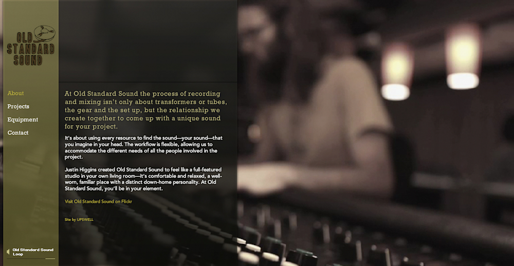 Screenshot of the Old Standard Sound about page.