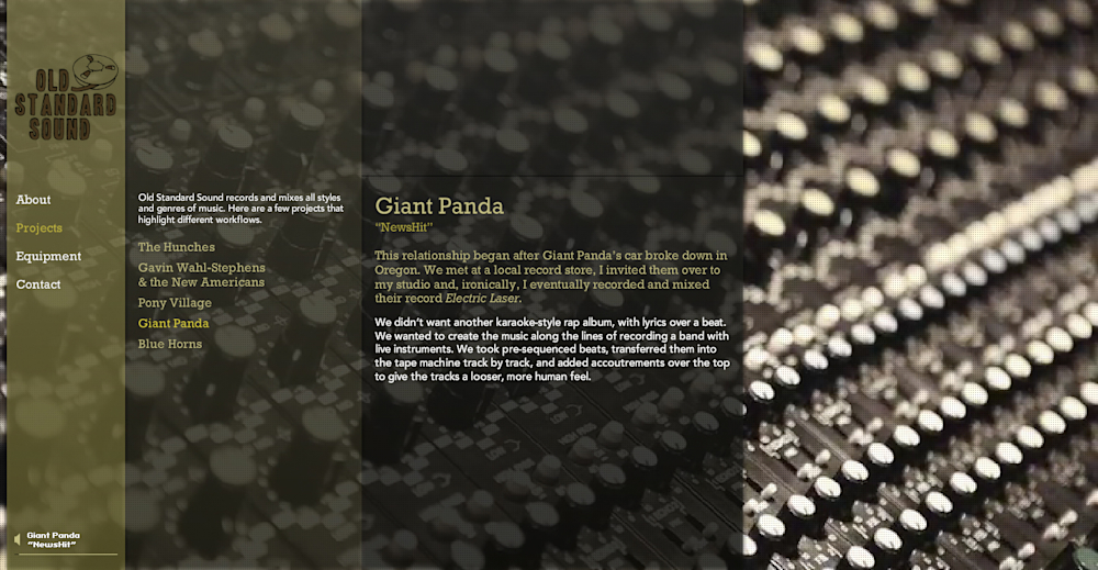 Second screenshot from the Old Standard Sound project detail page.