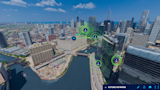 Interface showing Chicago skyline with example future network.