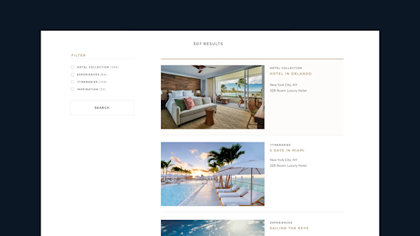 Detail of the site search results.