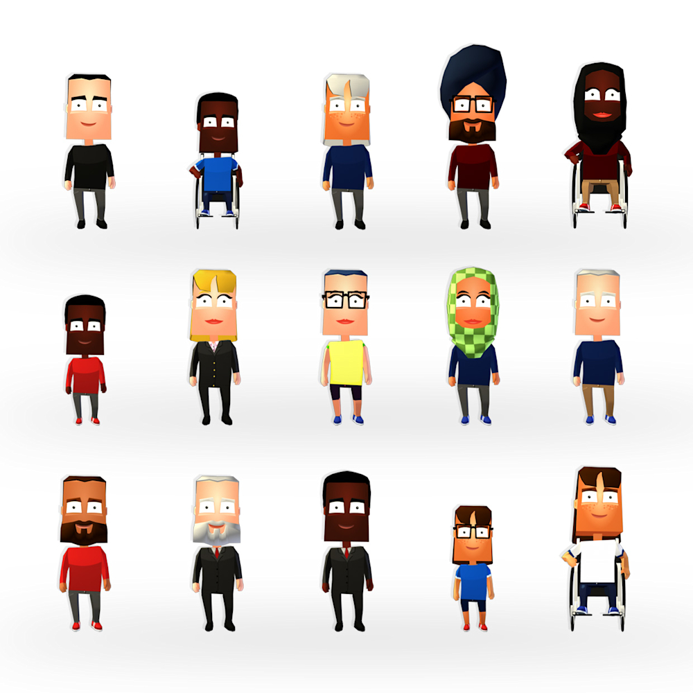 A selection of characters visitors encounter over the course of the game.
