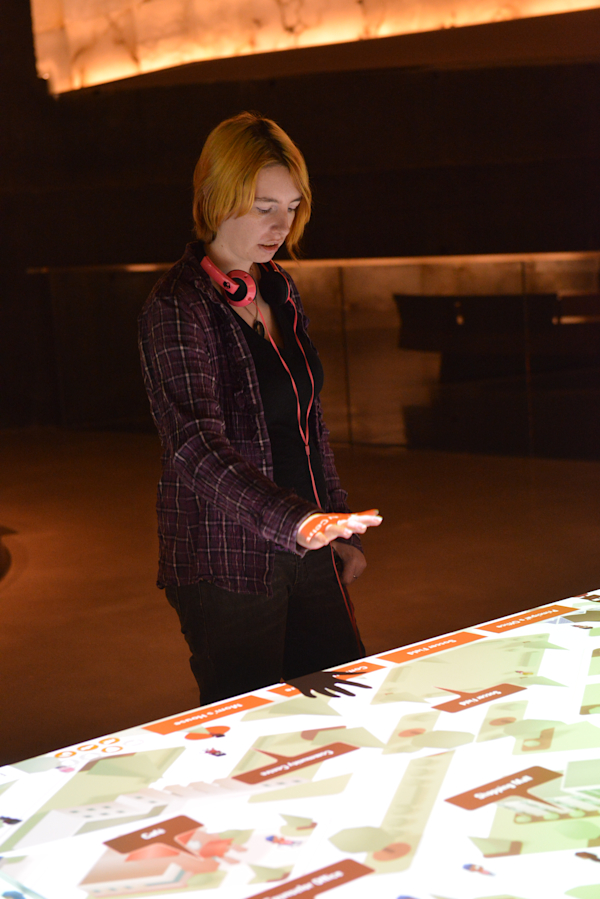 The user interface is controlled by gestural interaction.