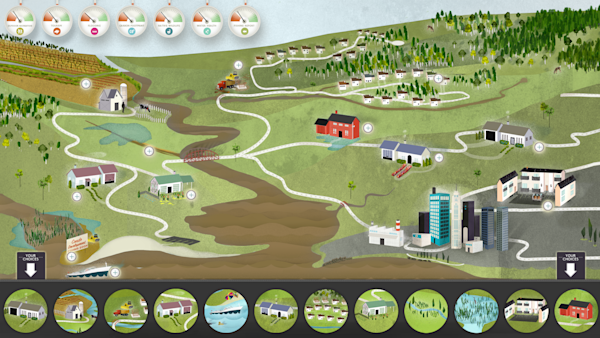 Screenshot of the Old Woman Creek reactive estuary showing poor watershed health.