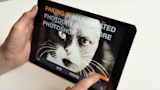 Person using the Faking It iPad app to navigate from the attract screen to the quiz.