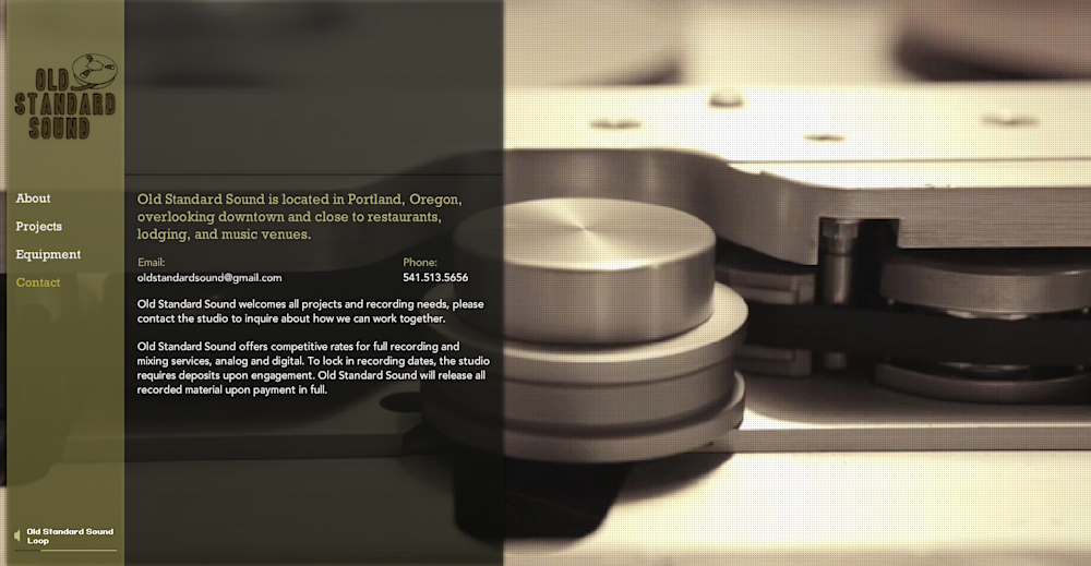 Screenshot from the Old Standard Sound contact page.