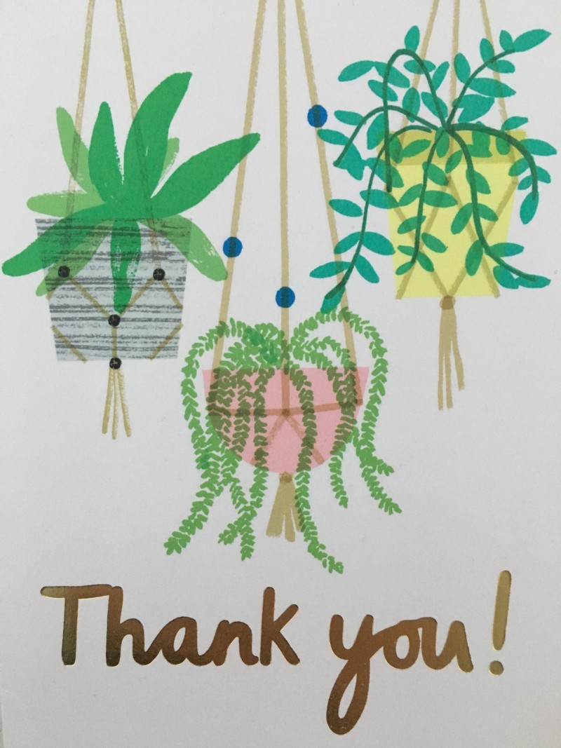 A picture of a 'thank you' card