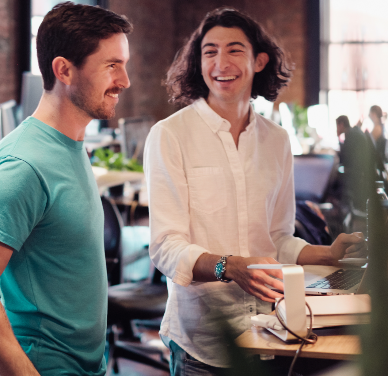 Two employees having a conversation.