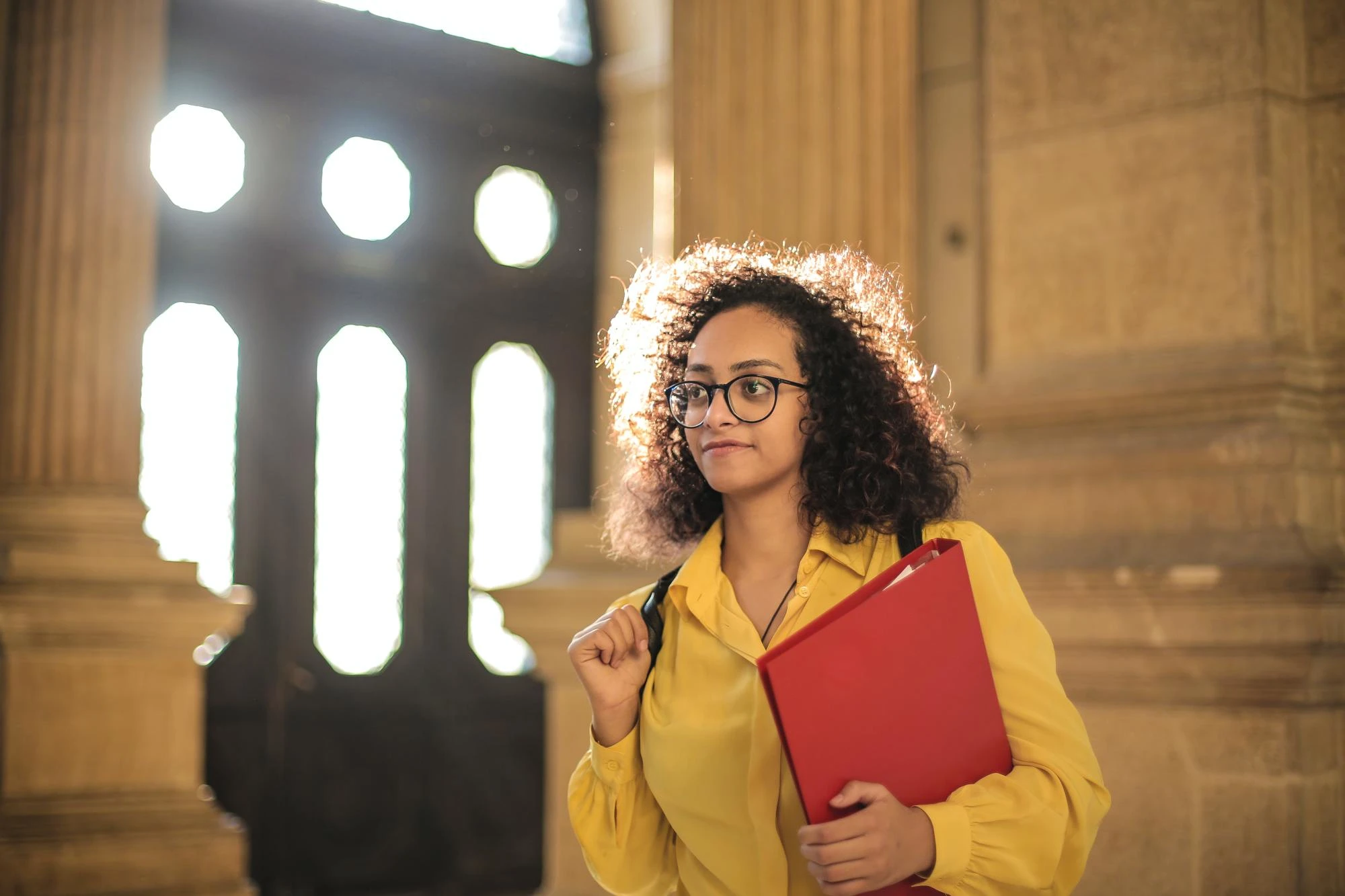 Young female student in a school
