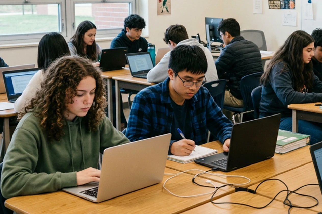 high school students in classroom