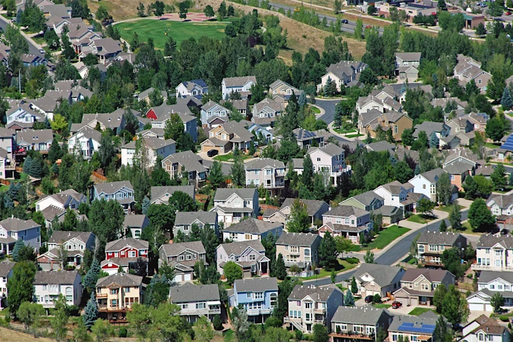 dearborn - high view of closely knit neighborhood