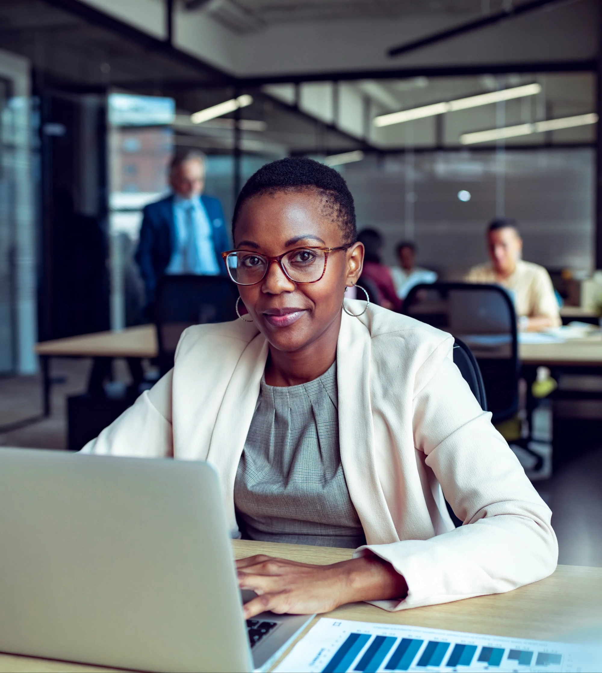 woman on a laptop in office environment