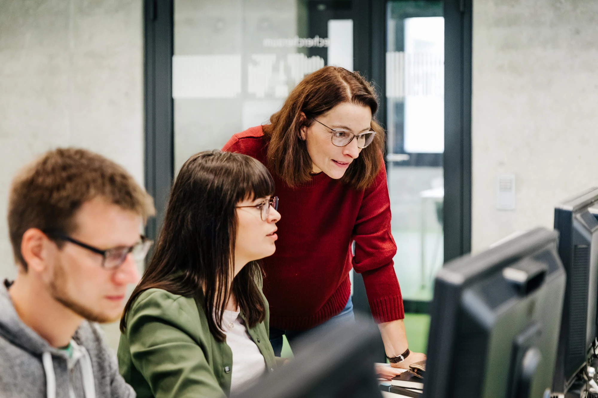 Students working together in a classroom