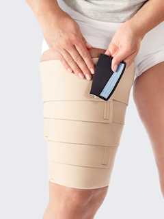 __ReadyWrap® is an off-the-shelf adjustable compression wrap for transitioning out of therapy into self-management during the daytime, nighttime, and high or low activity.__
- ReadyWrap adjustable compression wraps are the perfect alternative to elastic compression hosiery. And with standard size foot, calf, knee, and thigh units, you can get an off-the-shelf full-leg solution that offers a "custom" fit.