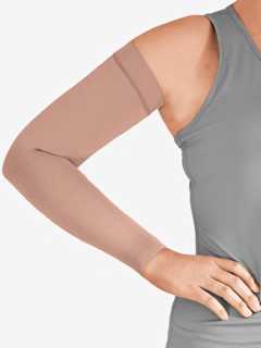 __A ready-to-wear arm sleeve designed for maximum support, comfort, and durability from the wrist to the axilla.__
- Designed with a functional bend at the elbow for improved comfort and range of motion.
- Flat-knit structure provides maximum containment while remaining flexible.
- Durable material helps resist snags and runs.
- Made with fibers that combine a soft, tactile feel with moisture wicking and temperature control.
- Proximal Options: Knit Top, Silicone Top
- Compression: 20 - 30 mmHg