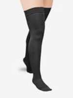 __When full leg coverage is needed, look no further than our comfortable ExoSoft Thigh High.__
- Wide silicone bands help reduce rolling and keep the stocking in place.
- Soft and smooth materials are easier for patients to don.
- Lightweight microfiber fabric helps keep patients cool, dry, and comfortable.
- Heel pocket provides an anatomical fit and helps ensure the stocking is donned properly.