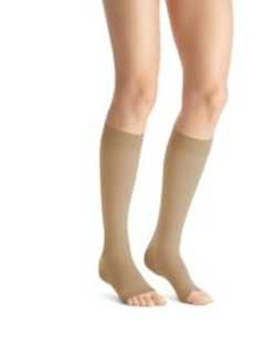 *__JOBST Opaque stockings are designed to look and feel like elegant opaque hosiery, while incorporating gradient compression to improve blood flow and promote continuous relief from tired, aching legs.__* Softness, ease-of-donning, and a lightweight design are core attributes of JOBST Opaque, making this compression stocking ideal for any occasion!
Opaque knit conceals blemishes, scars, or varicose veins; Durable reinforced toe and heel; Cool and breathable texture provides for year-round comfort
Made with an exceptional combination of silicone blend finish, multi-fiber yarn, and 3D knit structure for easier donning and comfort
Moisture wicking properties keep skin breathing and dry
- Reinforced heel and toe for greater durability
- Do not wear compression legwear if you have any of the following conditions: severe arterial insufficiency
- uncontrolled congestive heart failure
- skin infections
- red, sensitive skin
- hardening of the skin or untreated leg ulcers
Consult your physician for advice if you are or have any of the following:
- bedridden (non-ambulatory)
- impaired sensitivity of the limb
- sensitivity to the garment material