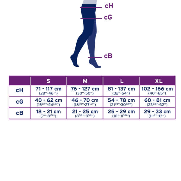 Jobst Opaque Waist High - Sizing Chart