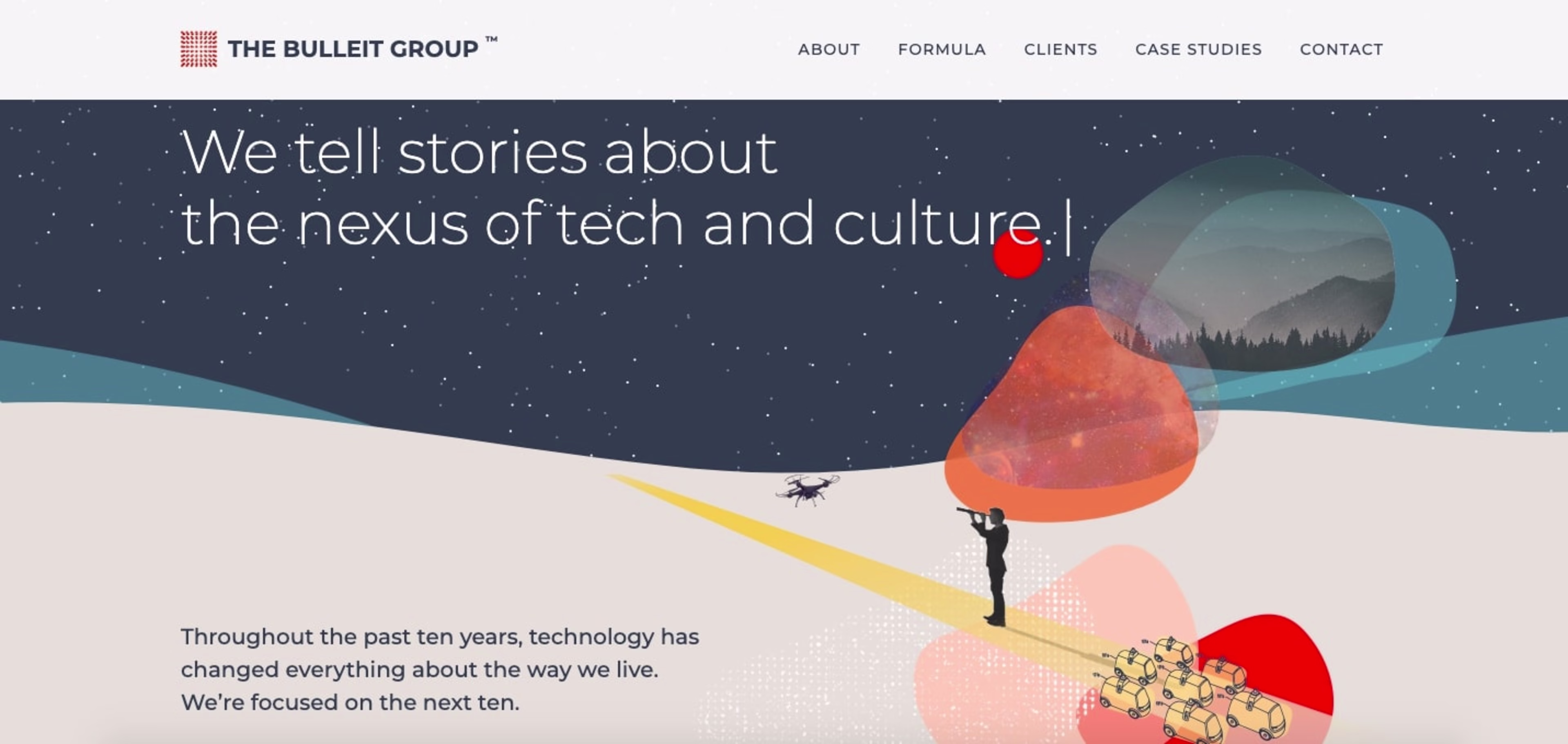 Screenshot of the Bulleit Group homepage showing a collage style graphic