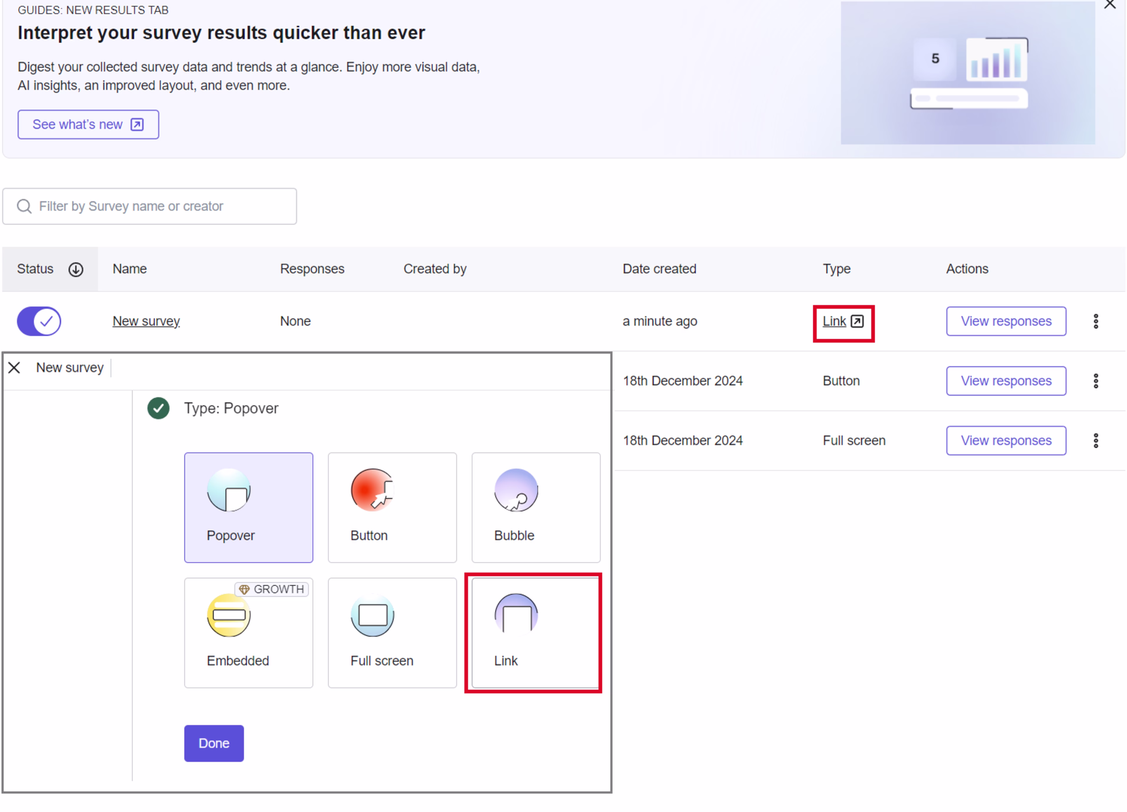 Visual - link survey