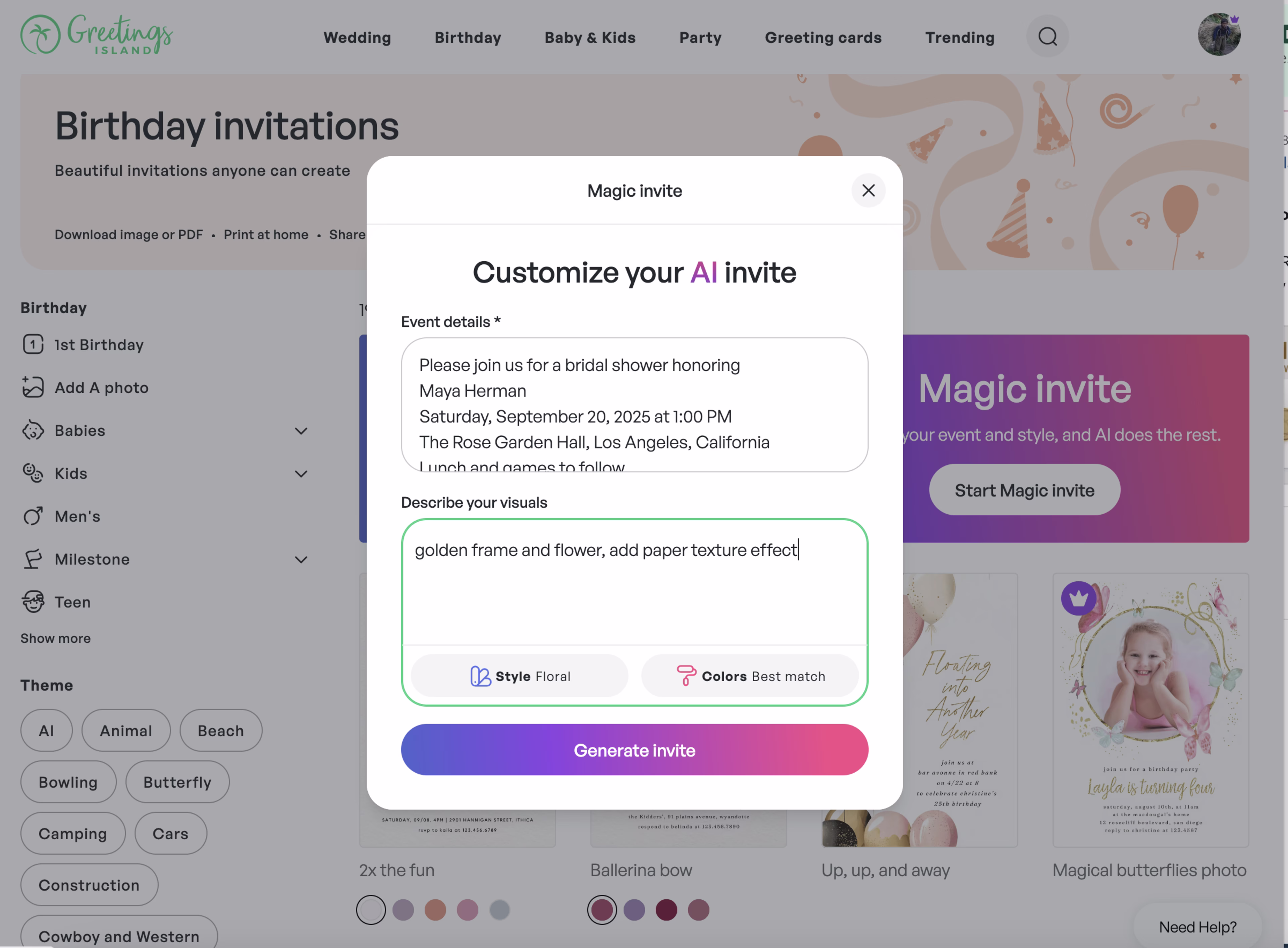 Visual - Customer Story - Greetings Island Magic Invite creator