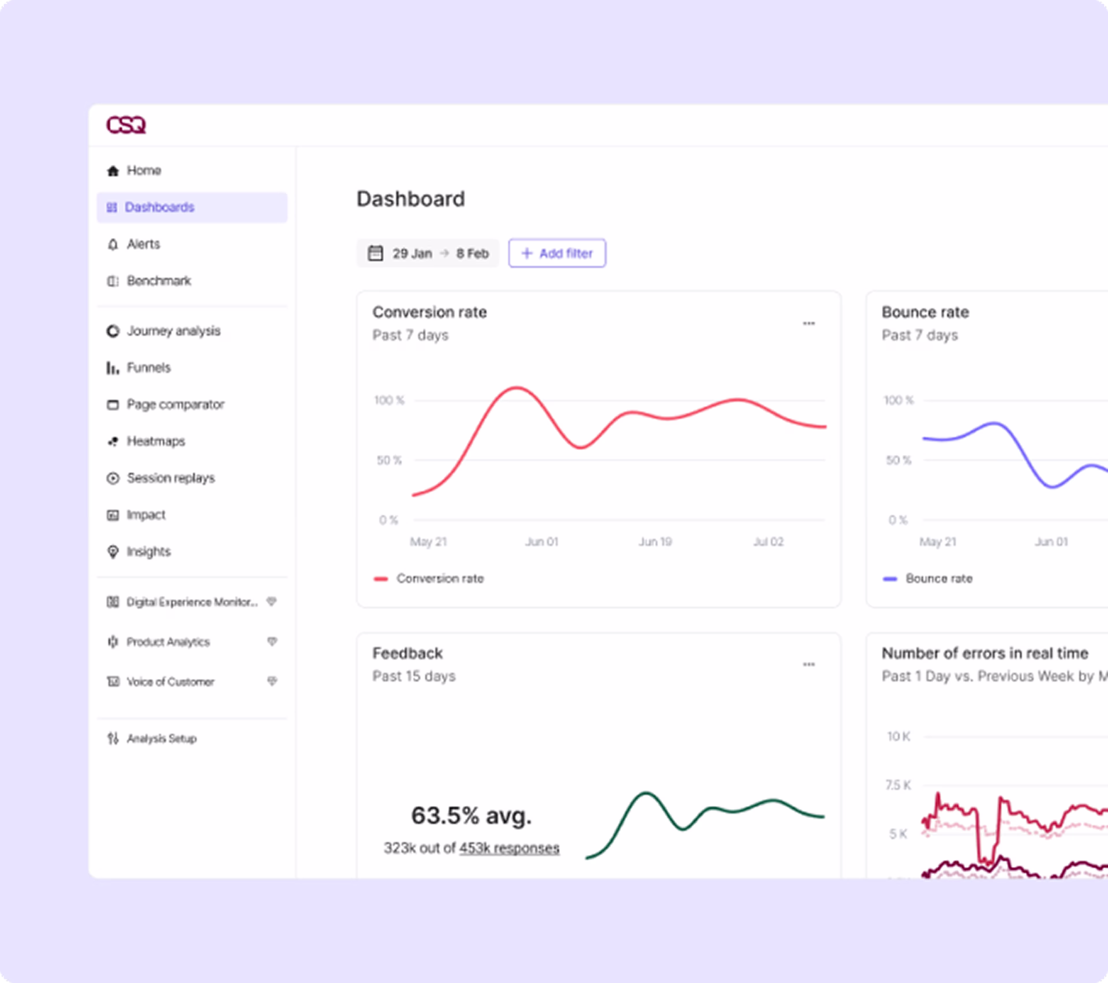 Dashboard - Purple background