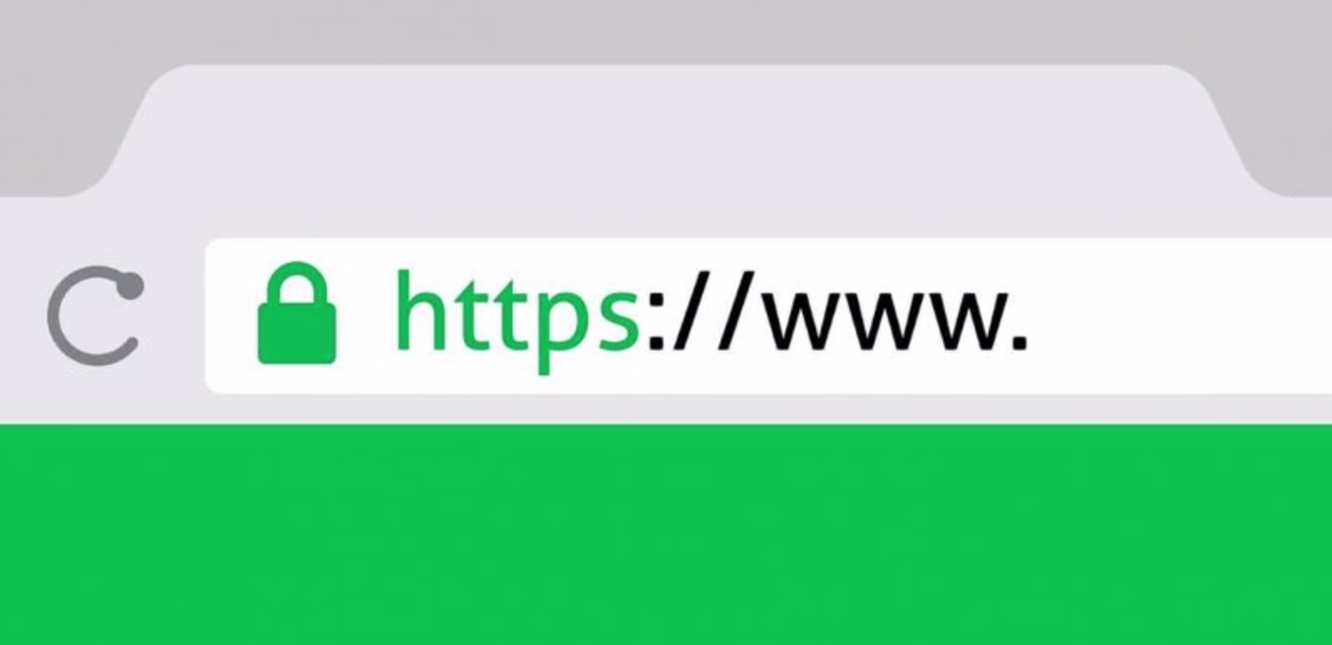 An example of what an URL looks like when a SSL certificate is set up