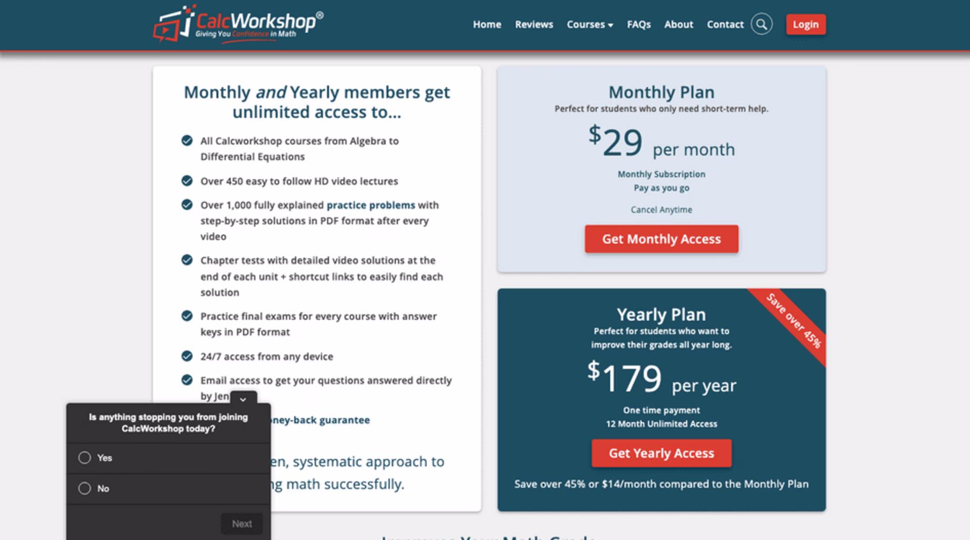 Visual - calcworkshop-pricing-page-survey