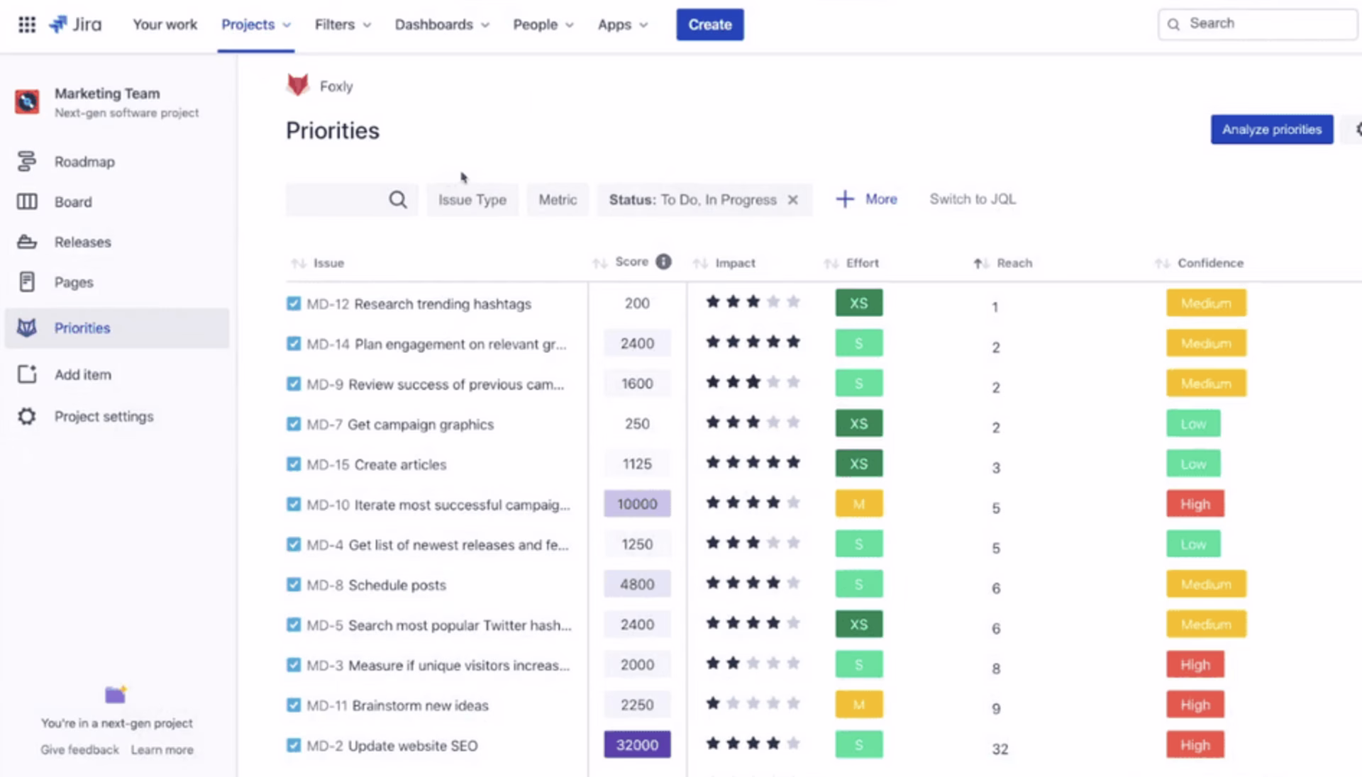 Visual - Jira-foxly-feature-prioritization