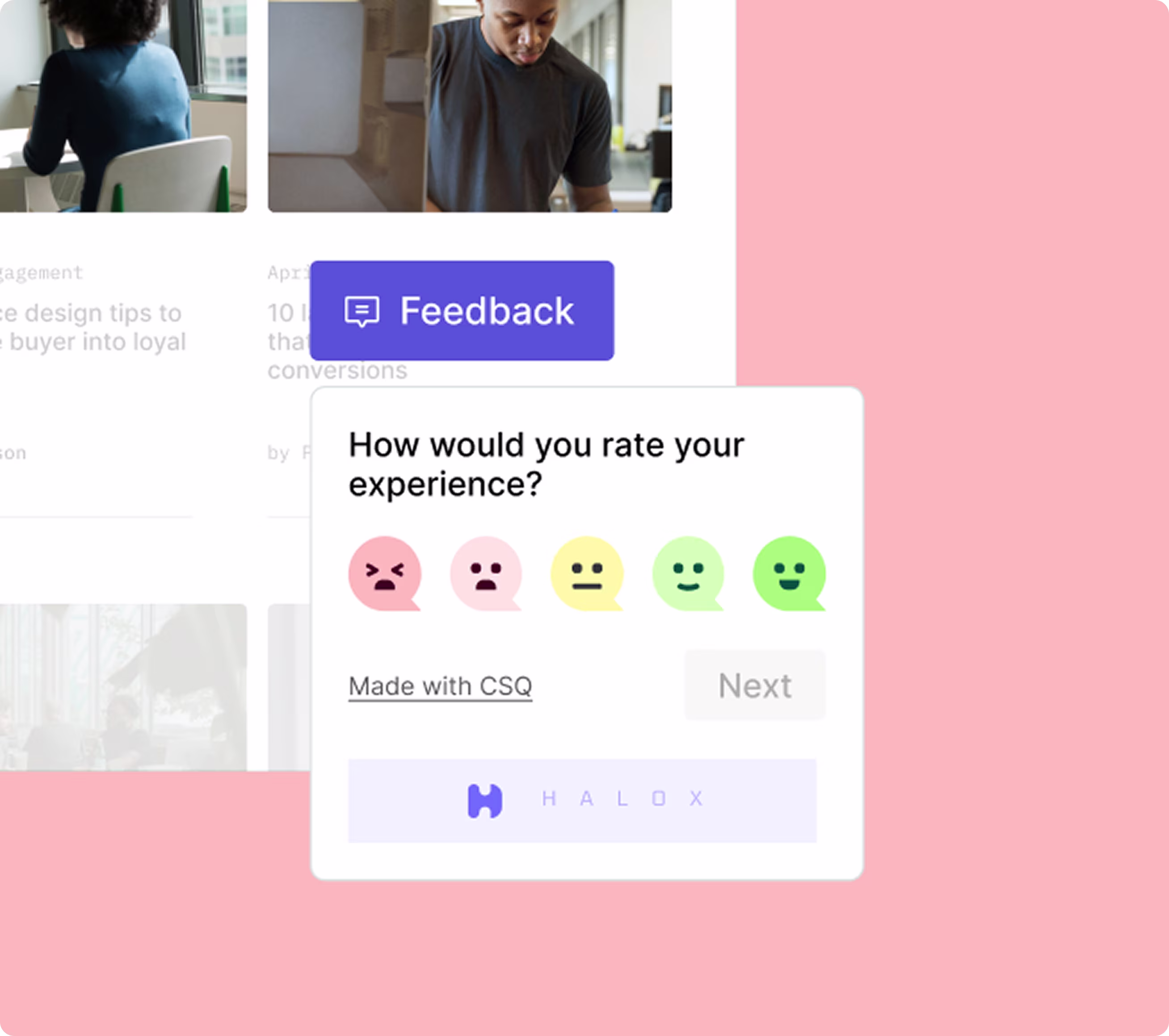 Surveys - Feedback widget - Pink background