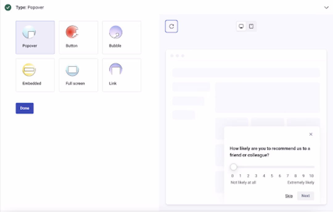 Visual - in app survey