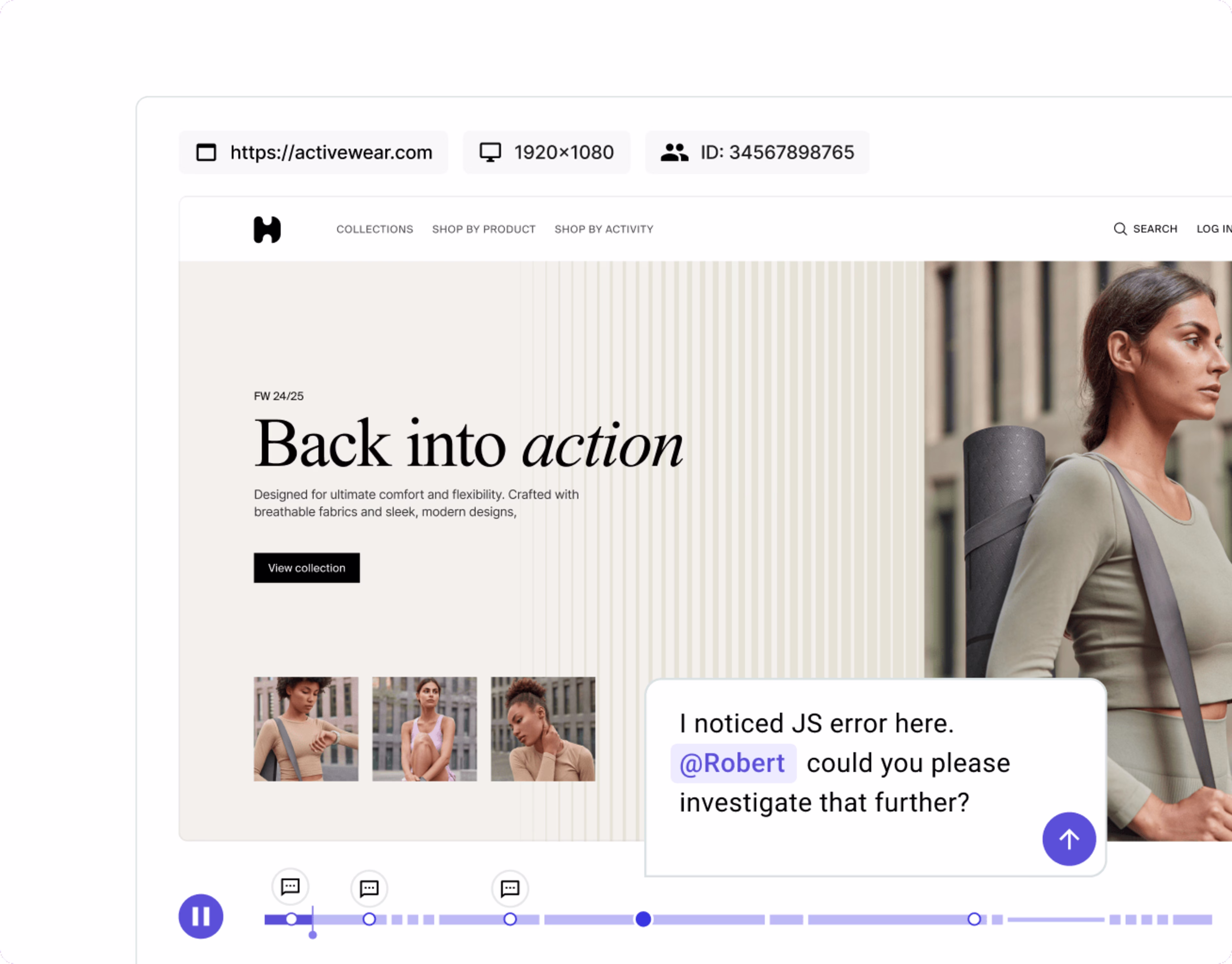 Visual - Session replay with comments