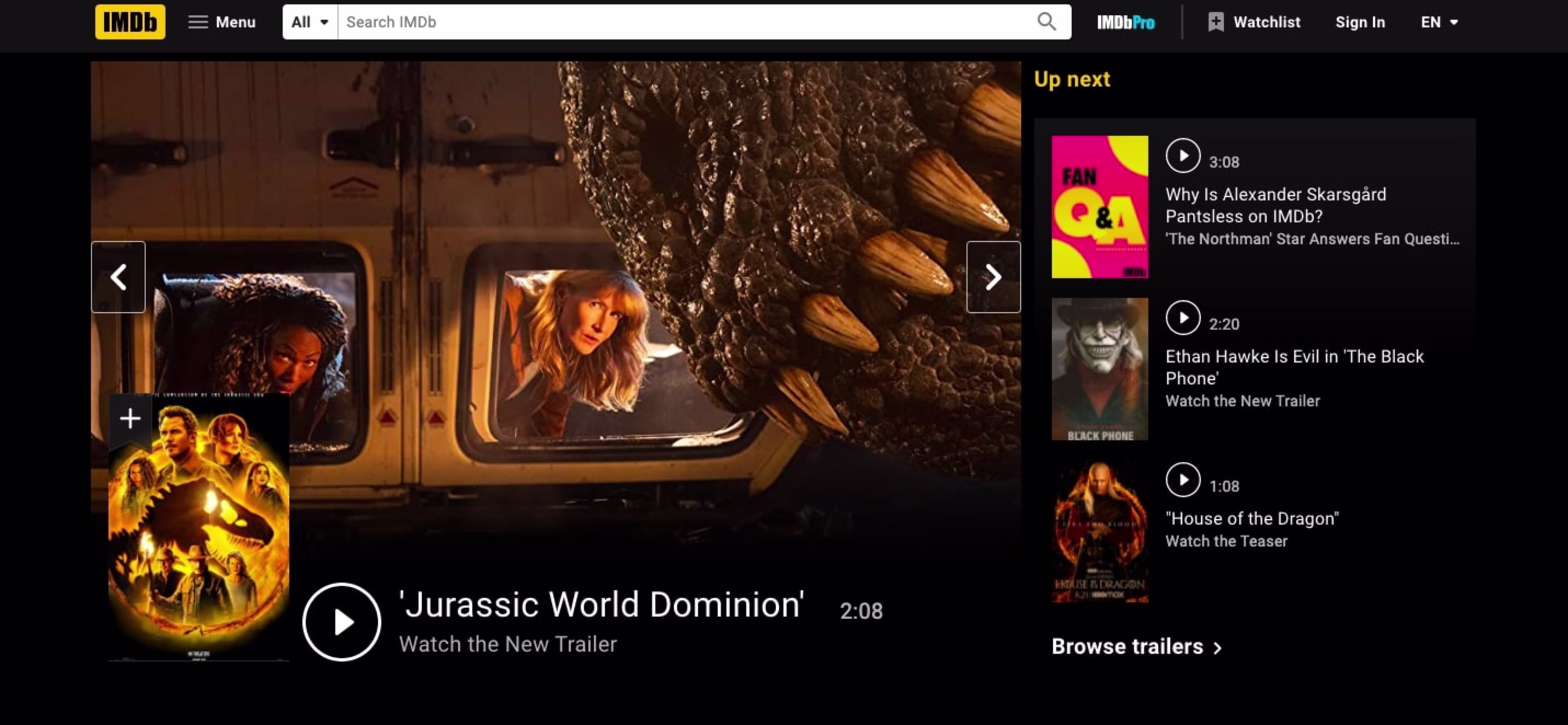 IMDB-s homepage, shown as an example of a cluttered interface