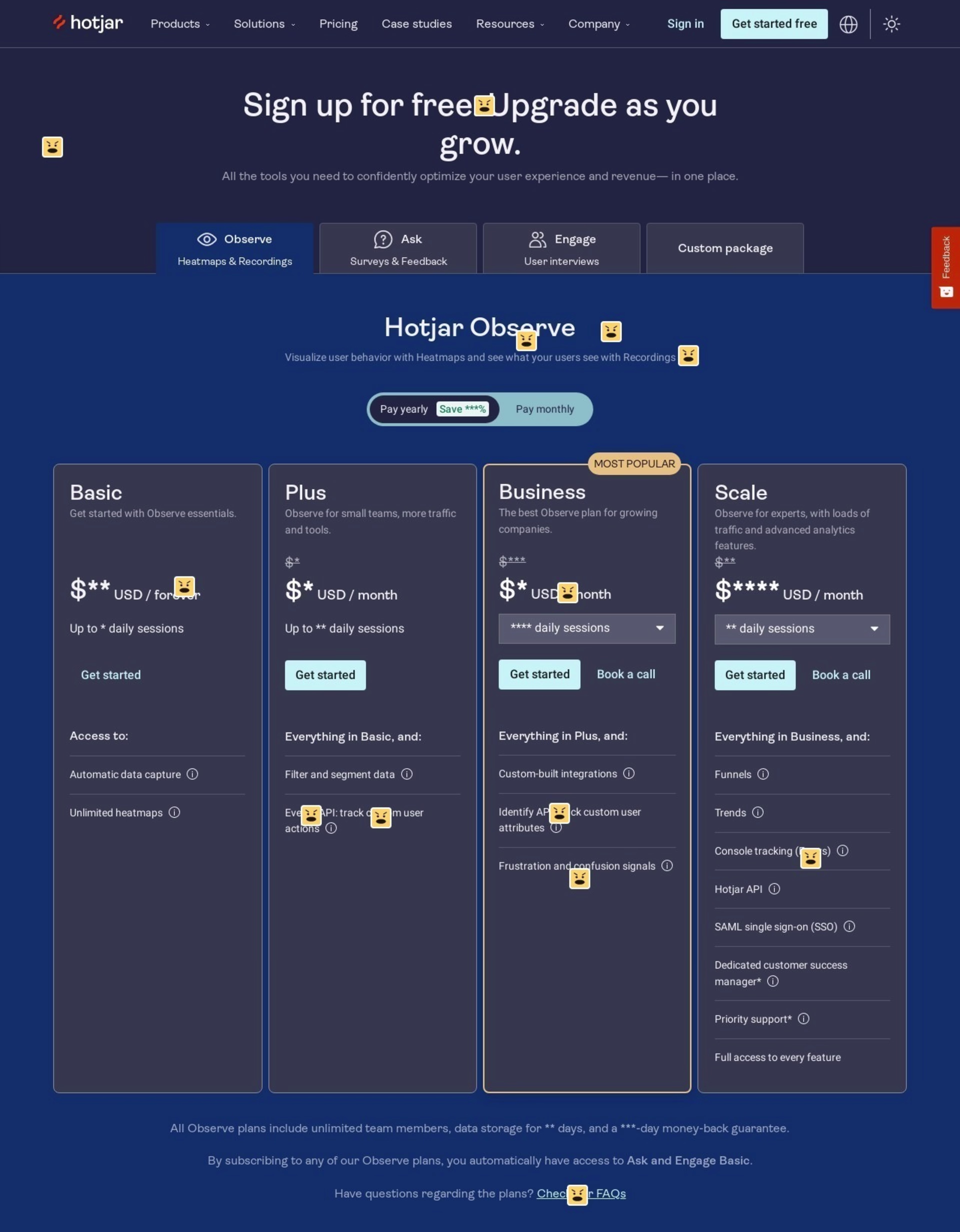 Rage click map - pricing
