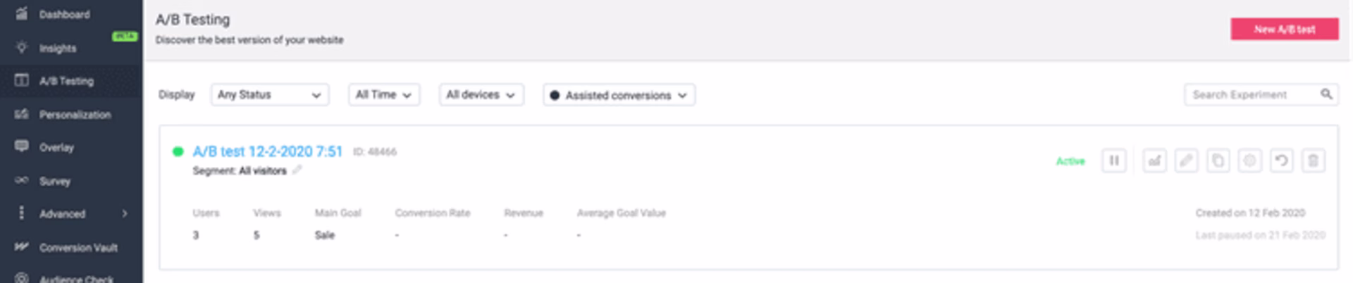 Omniconvert-ab-testing-dashboard