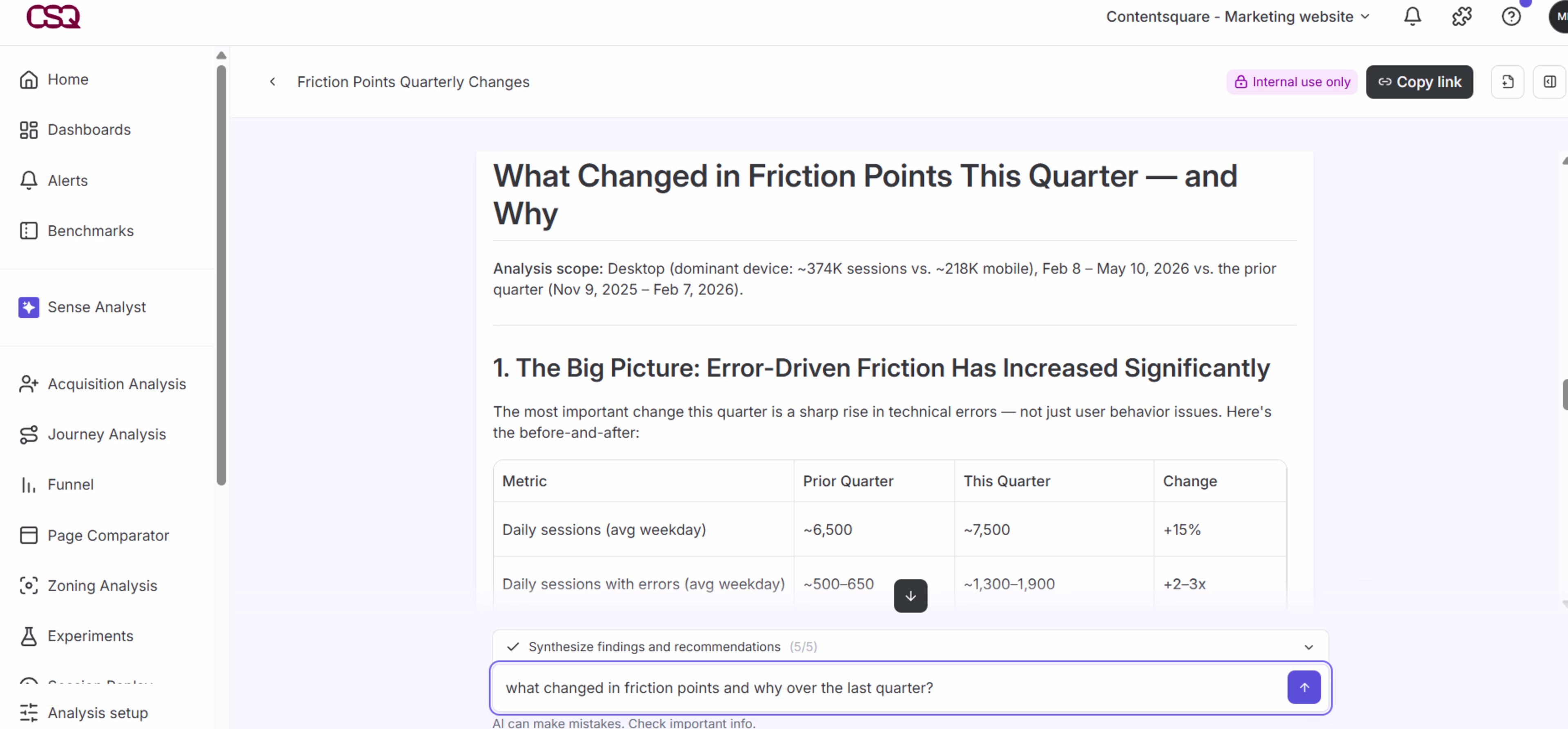 Sense Analyst - Friction points