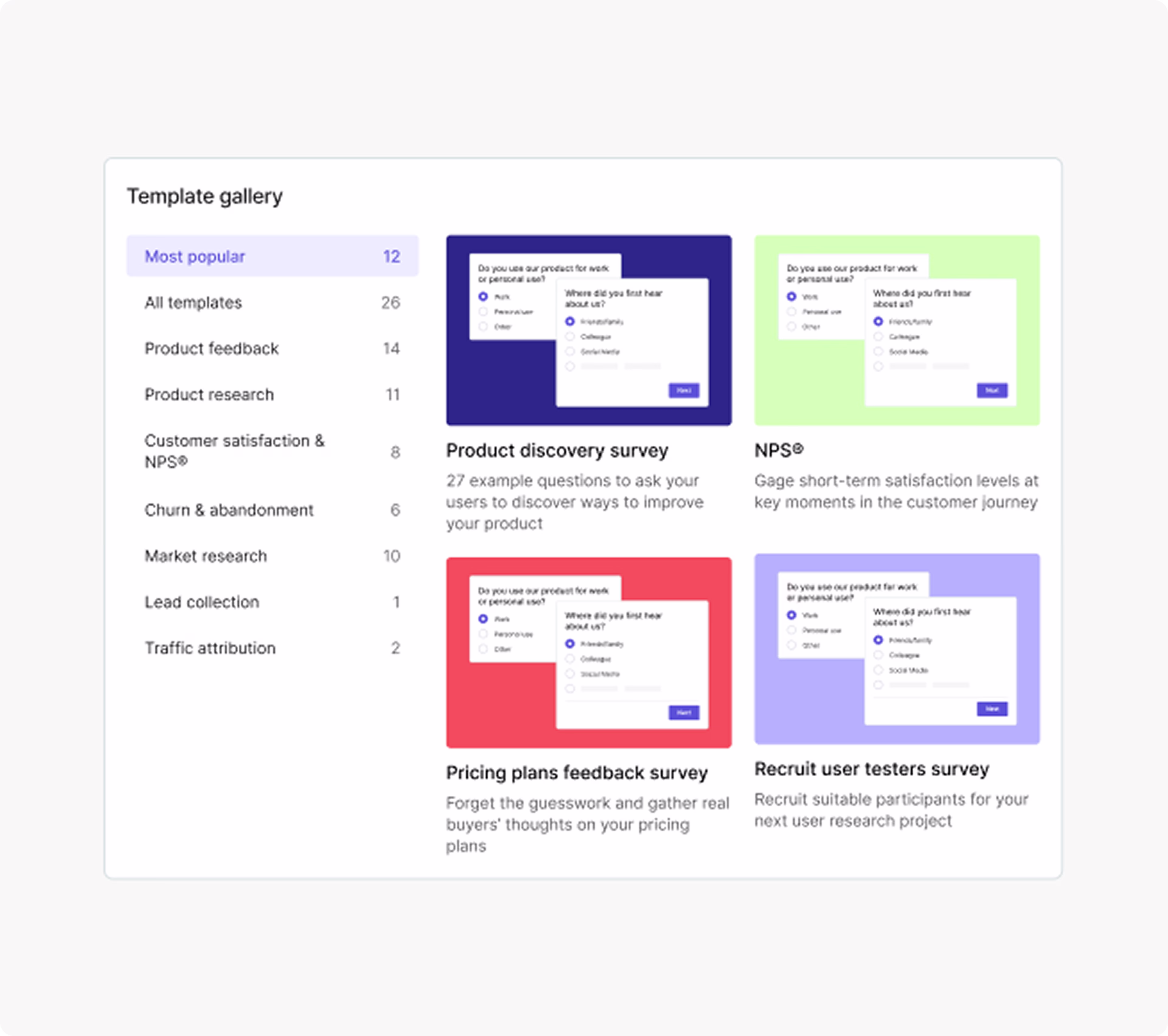 Survey template library - Grey background