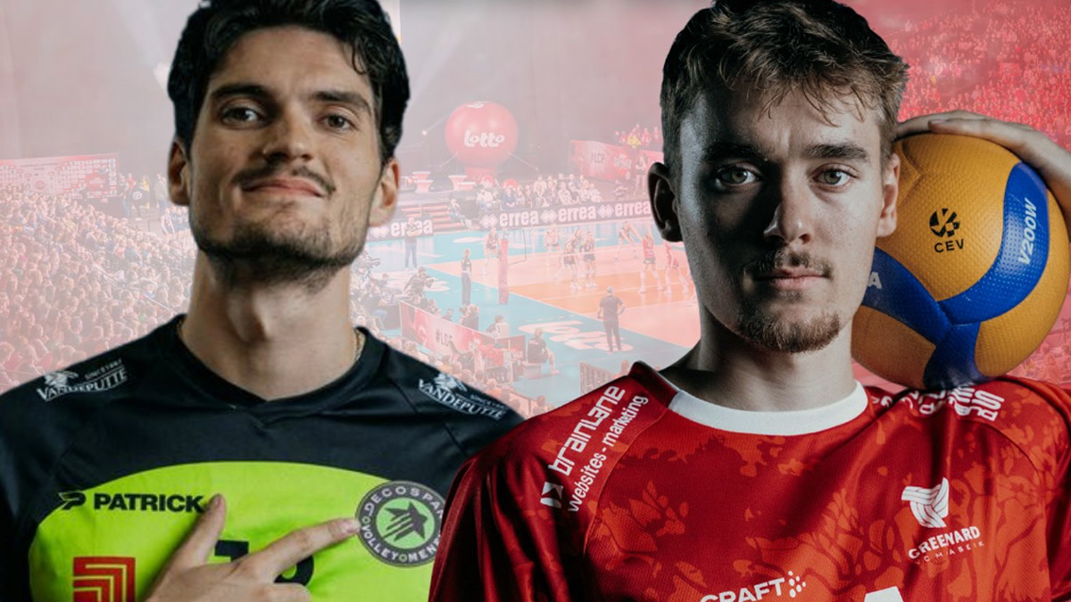 Op deze fotomontage staat een speler van Maaseik gemoedelijk naast een speler van Menen.