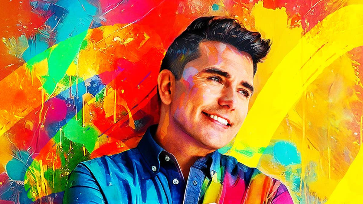 Jan Smit staat voor een zeer kleurrijk decor waarvan hij ook zelf deel uitmaakt.