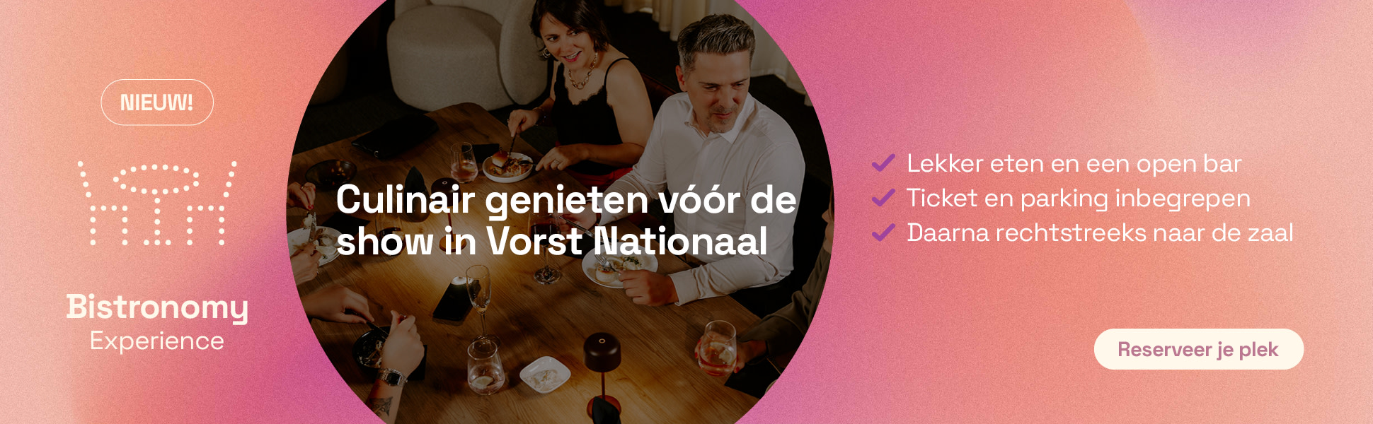 Banner om de Bistronomy Experience te promoten. Reserveer nu je plek.