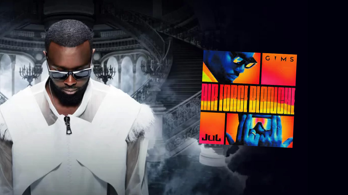 Gims avec la couverture du single d'été 'Air Fore Blache'