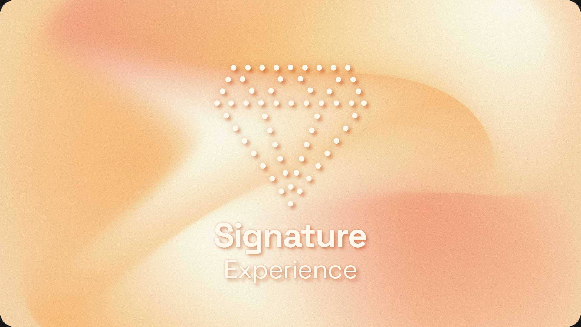 Logo Signature Experience sur un fond dégradé pêche-orange