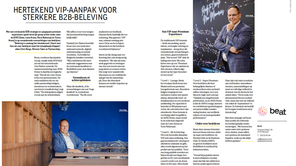 De afbeelding toont de pagina in Sterck Magazine met het interview.