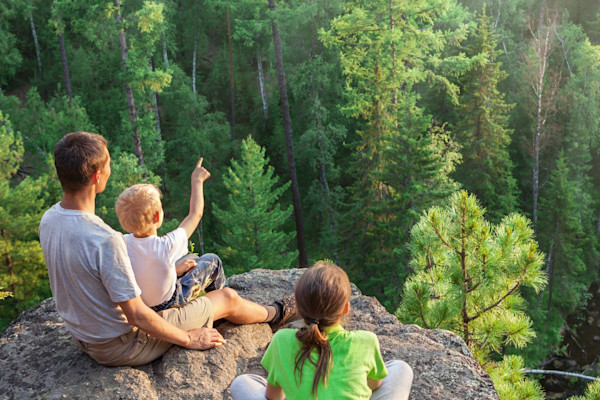 family in a forest