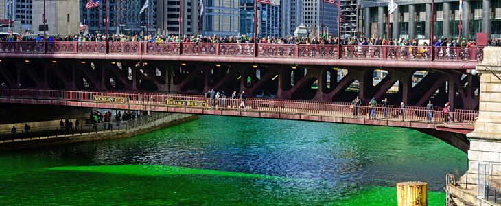 March 11: St. Patrick’s Day River Dye and Parade in Chicago, IL