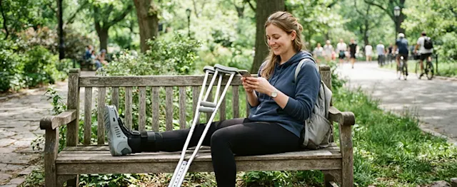 Woman Recovering from a Leg Injury While Managing Medical Debt