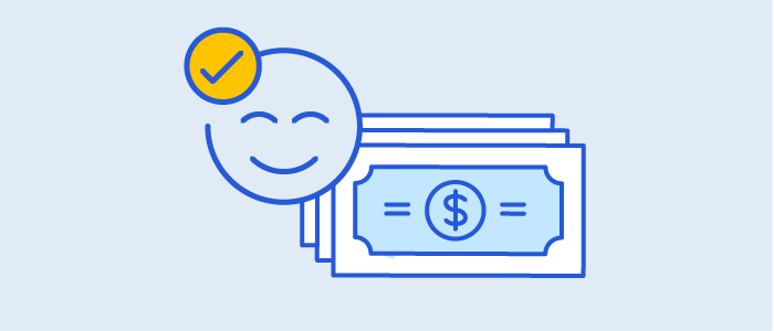 Dollars and a smiley emoji