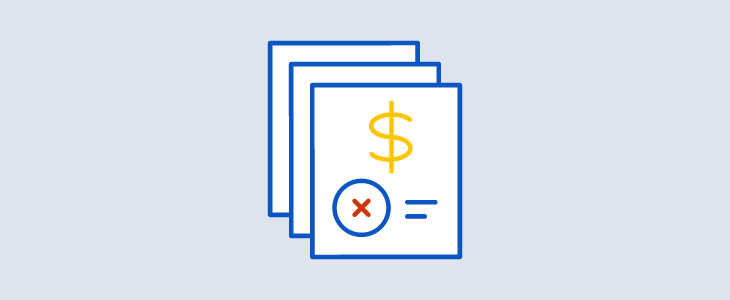 Illustration of rejected financial documents.