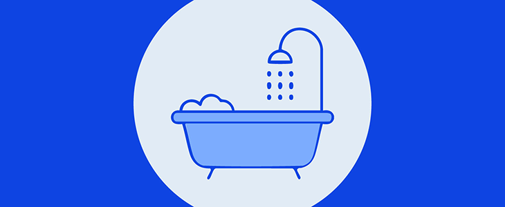Bathtub and shower illustration for bathroom remodel financing.
